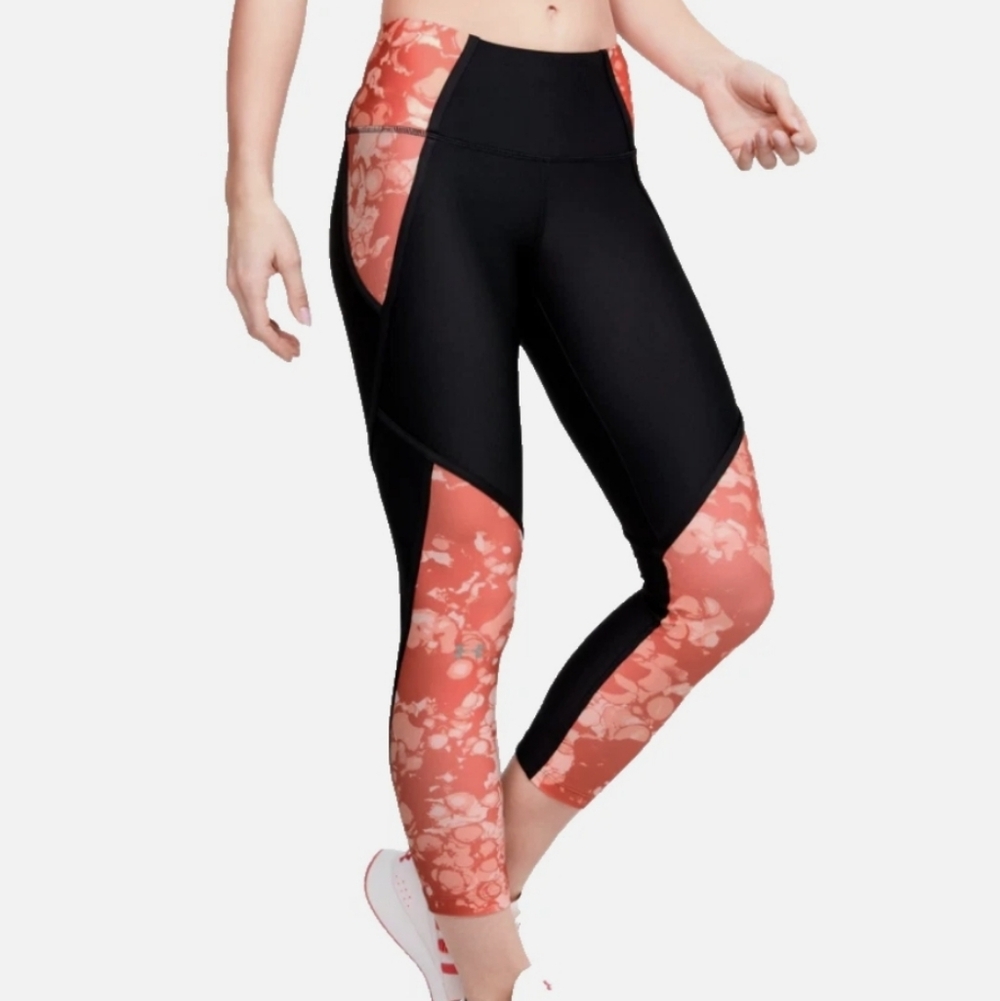 Under Armour Compression Heatgear  Black And Coral Legging